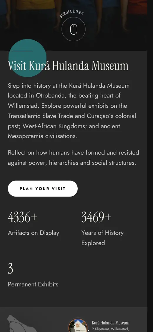 Phone: the visit section with counters, from the live site.
